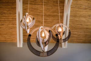 The Woven Necklace Lampshade from Modern Gesture is one of their most popular and creative Signature lighting pieces