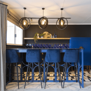 Some of Modern Gesture's signature lighting decor pieces used to decorate a beautiful kitchen space